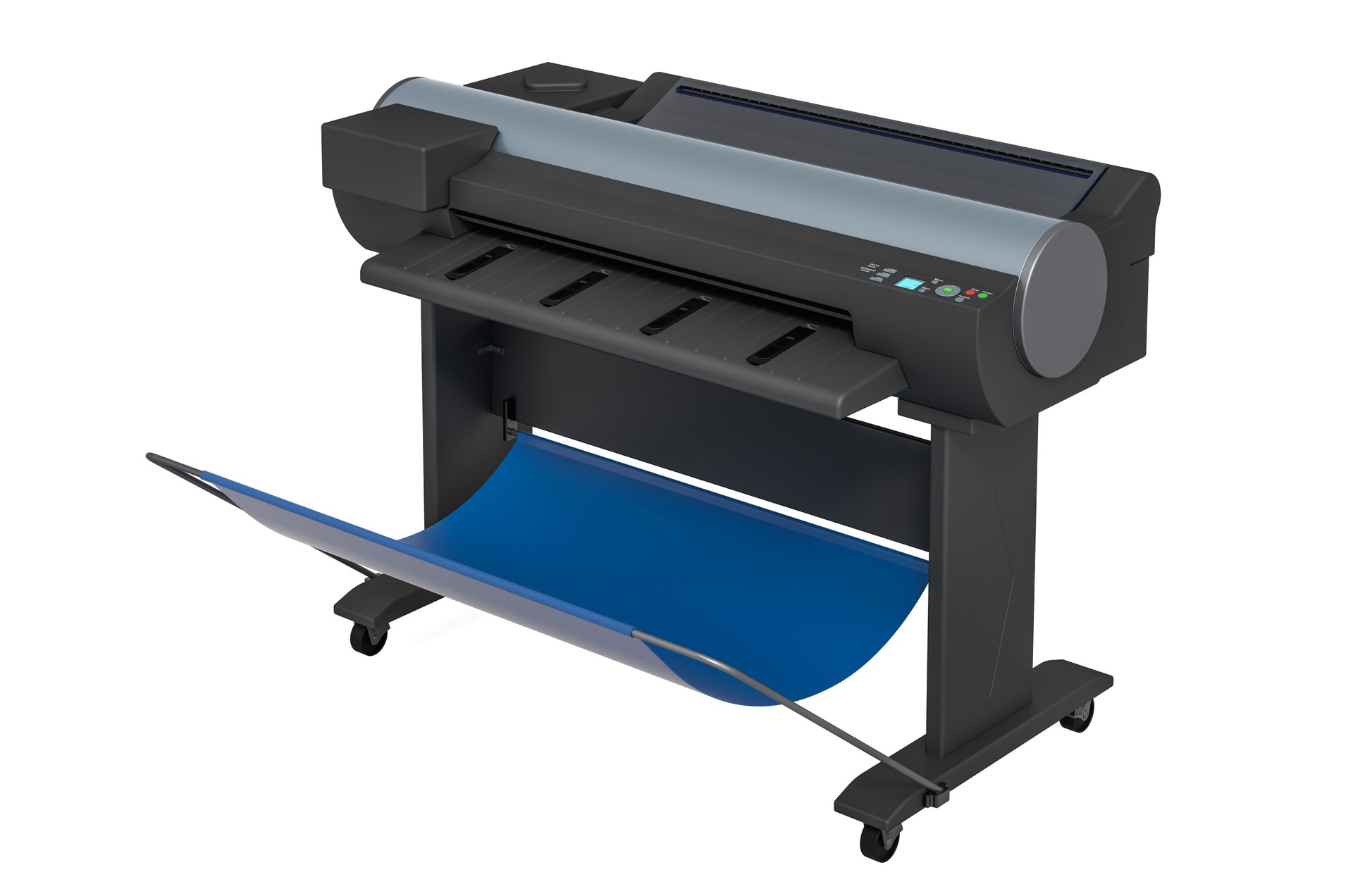 Wide Format Printer, plotter. 3D rendering isolated on white background